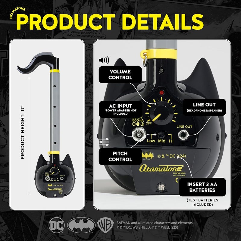 Otamatone Deluxe Batman Electronic Musical Instrument for Adults Portable Synthesizer Digital Electric Music from Japan by Maywa Denki Cool Stuff Gifts [English Instructions] - Image 4